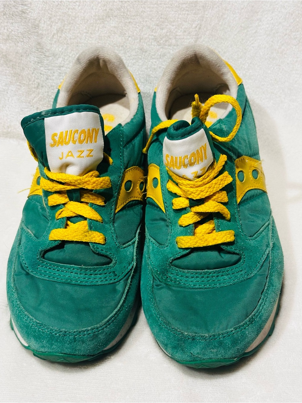 Saucony Jazz Sneakers Women Sz  7 Green Yellow Casual Athletic Shoes St Patricks